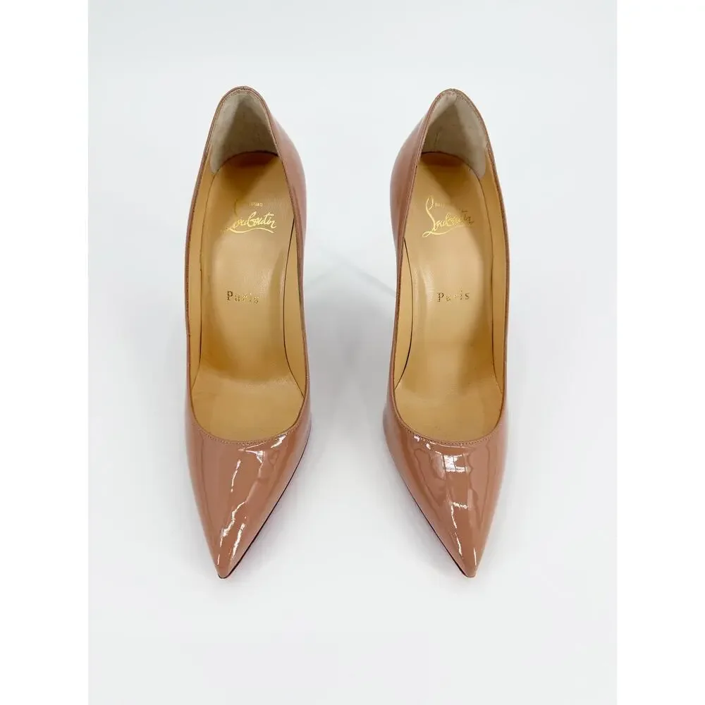 Christian Louboutin So Kate 120 Beige Nude Patent Leather Pumps Size 37 EU Heel
